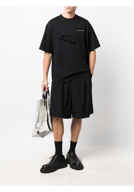 Black layered embroidered logo T-shirt - FENG CHEN WANG men FENG CHEN WANG | FF12TSH713BBLK